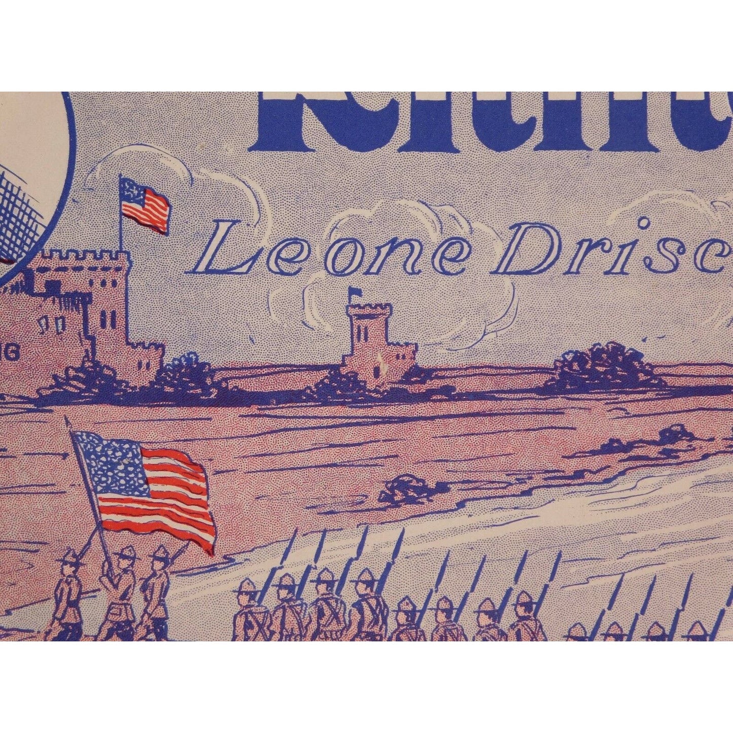 WWI Sheet Music - "When Old Glory Floats Over The Rhine" Flag Marching Soldiers