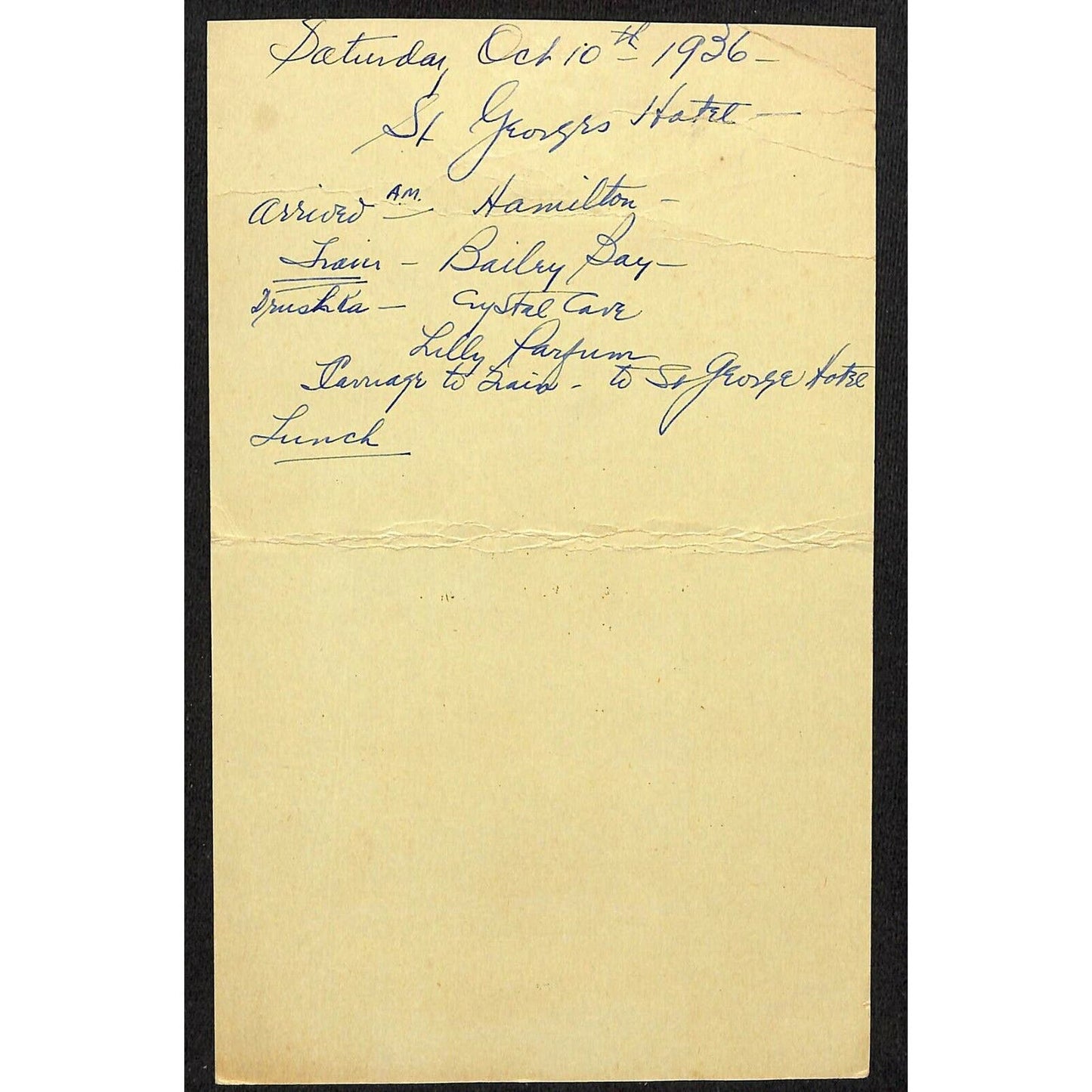 1936 Swedish American Kungsholm Bermuda Cruise Line Supplemental? Menu Card