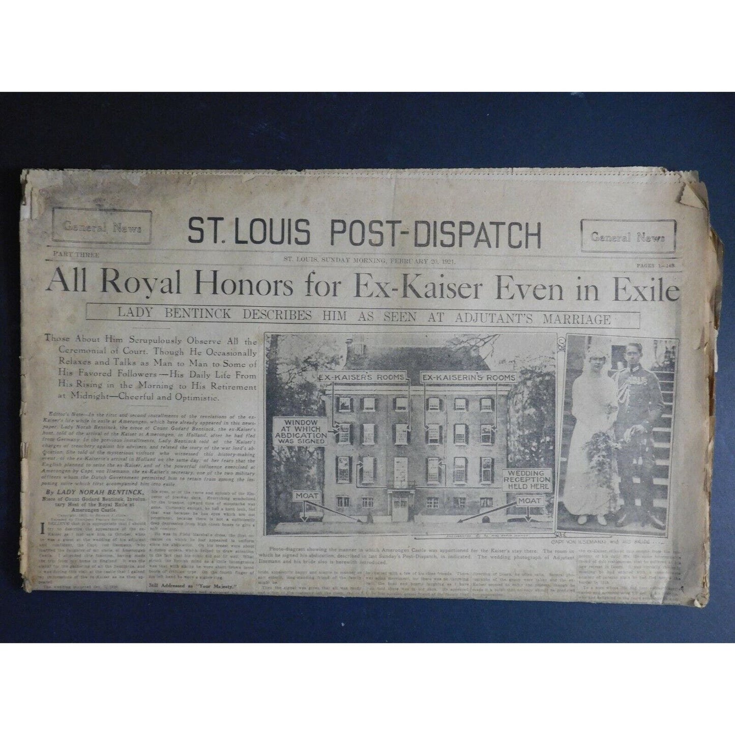 WWI Era Newspaper - St. Louis Post Dispatch - May 20 1921 - 14 pgs.