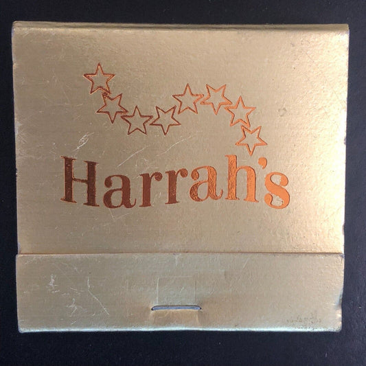 Harrah's Reno and Lake Tahoe Gold w/ Stars Full Matchbook c1975-1985