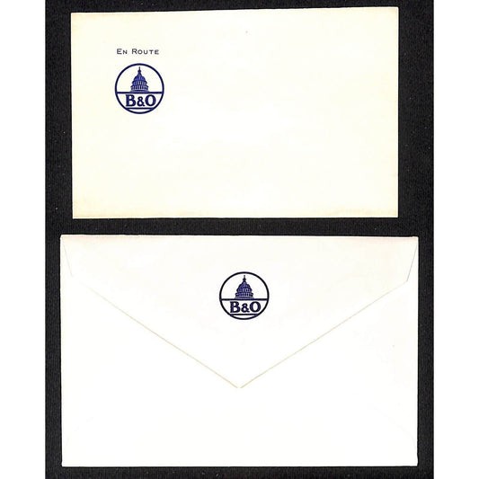 Baltimore & Ohio Railroad En Route Stationary Unused Folded Sheet & Envelope