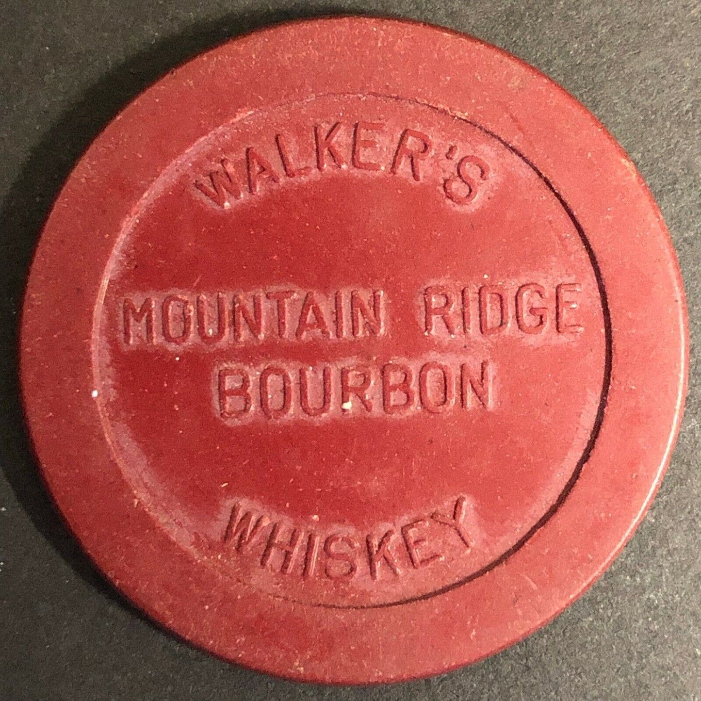 c1940's Vintage Clay "Walker's Mountain Ridge Bourbon" Gaming / Poker Chip