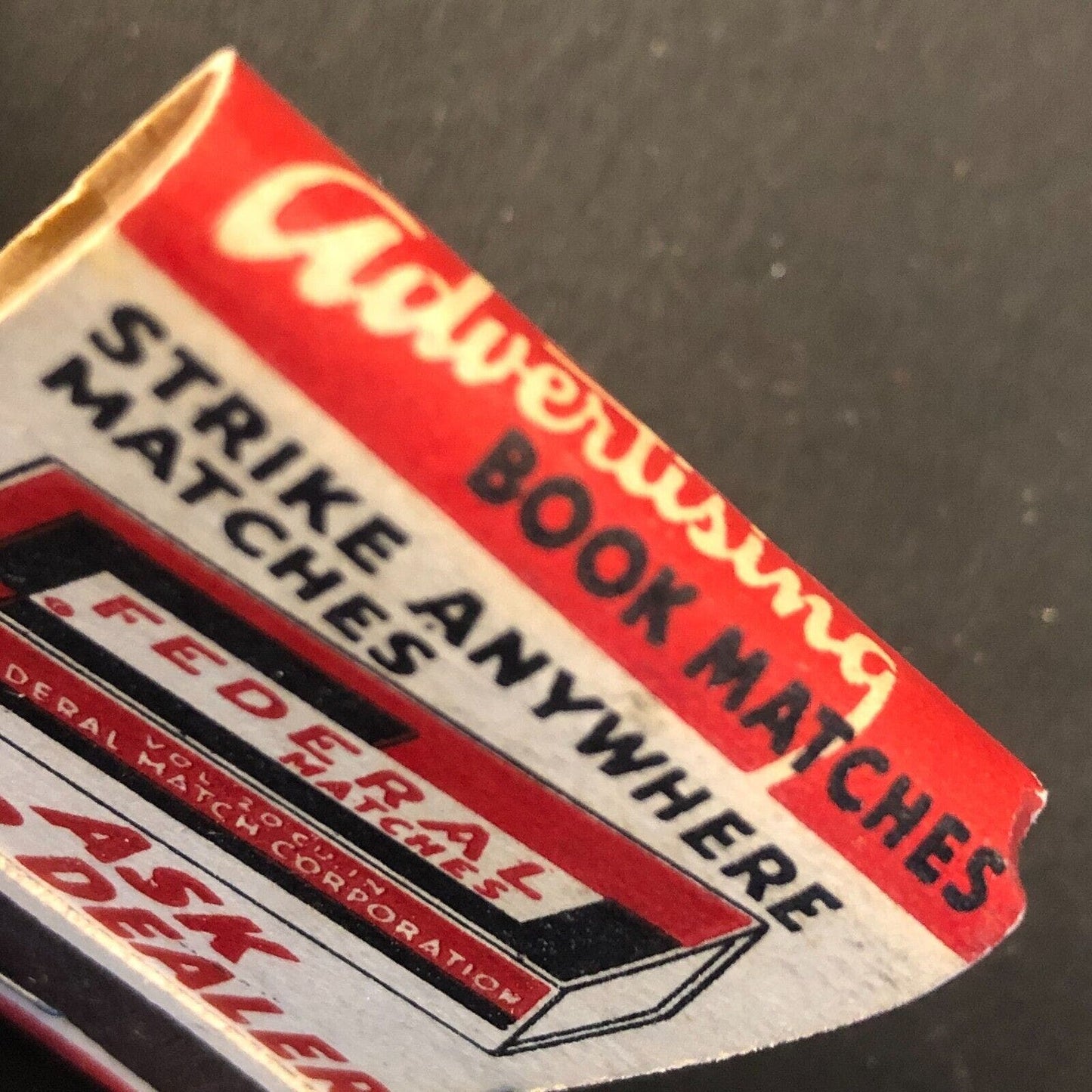 Federal Matches Advertising Vintage Full Matchbook c1940's VGC