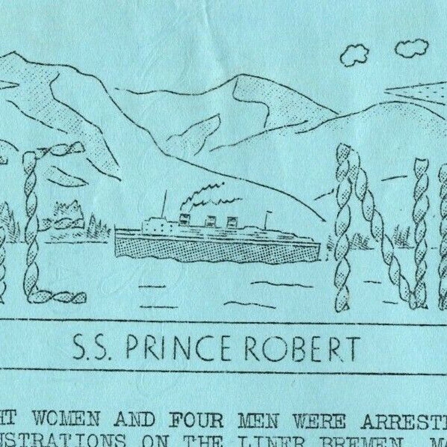 1936 SS Prince Robert Daily "Cruise News" 2 Pages