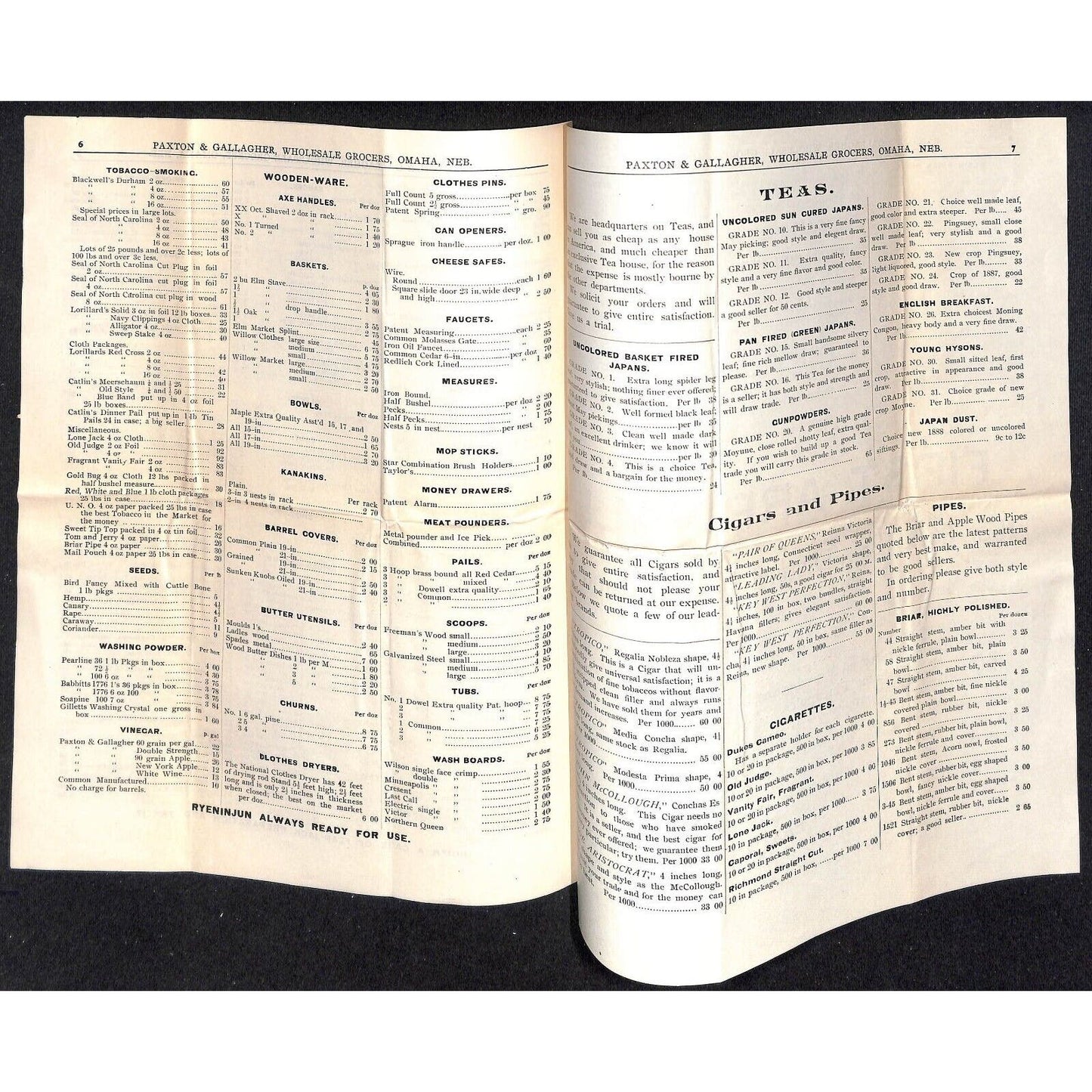 1889 Paxton & Gallagher "Weekly Price Current" Wholesale Grocers 8pp VGC Scarce