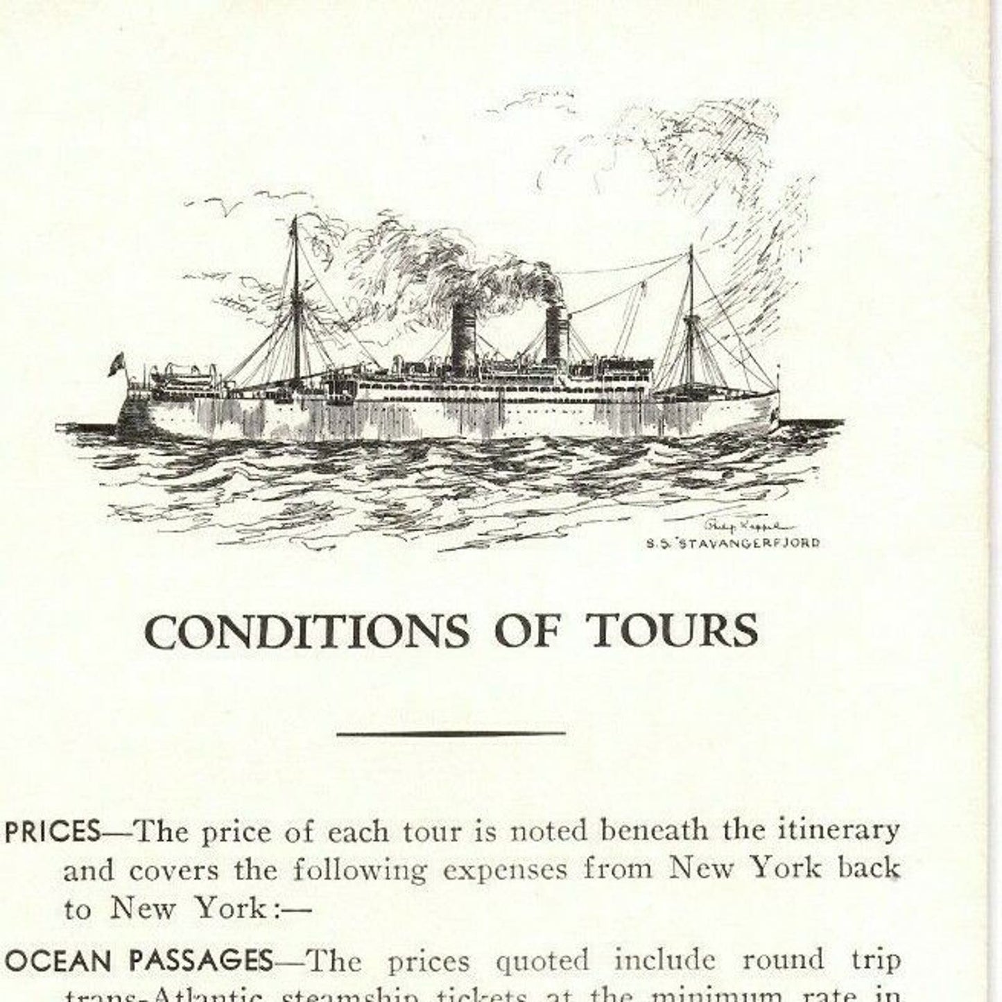 1930's Norwegian America Line Cruise Norway Sweden Denmark SS Brochure w/Prices