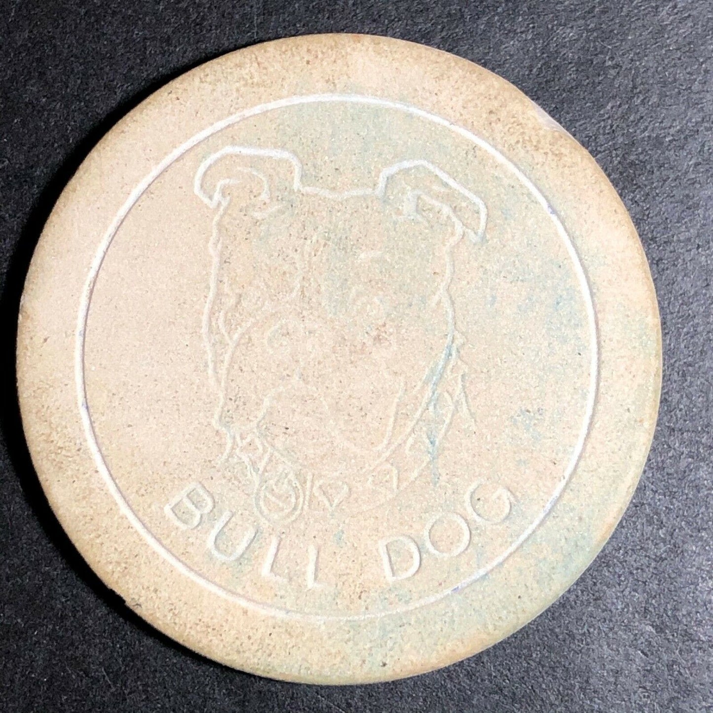 Vintage 37mm Clay Poker Chip - Bull Dog