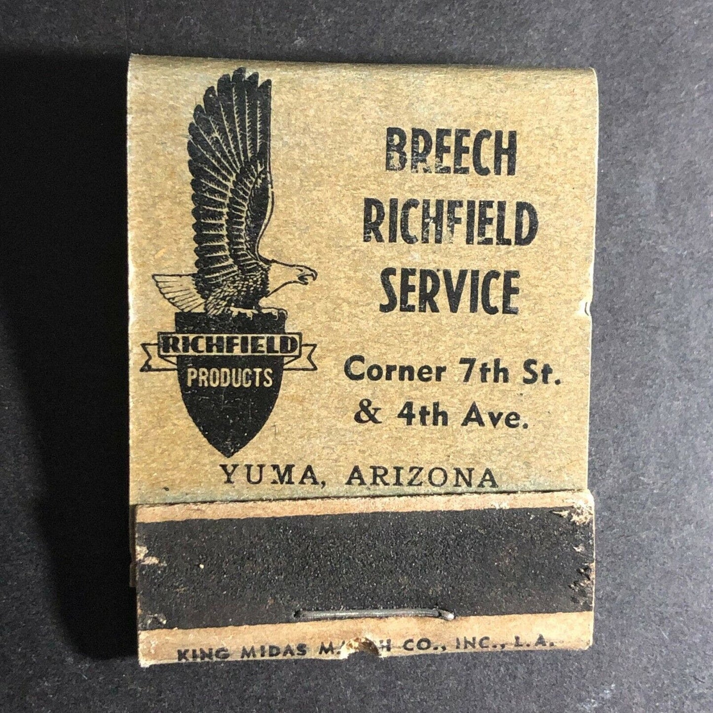 c1940's Richfield Products / Breech Service Yuma, AZ Full Matchbook