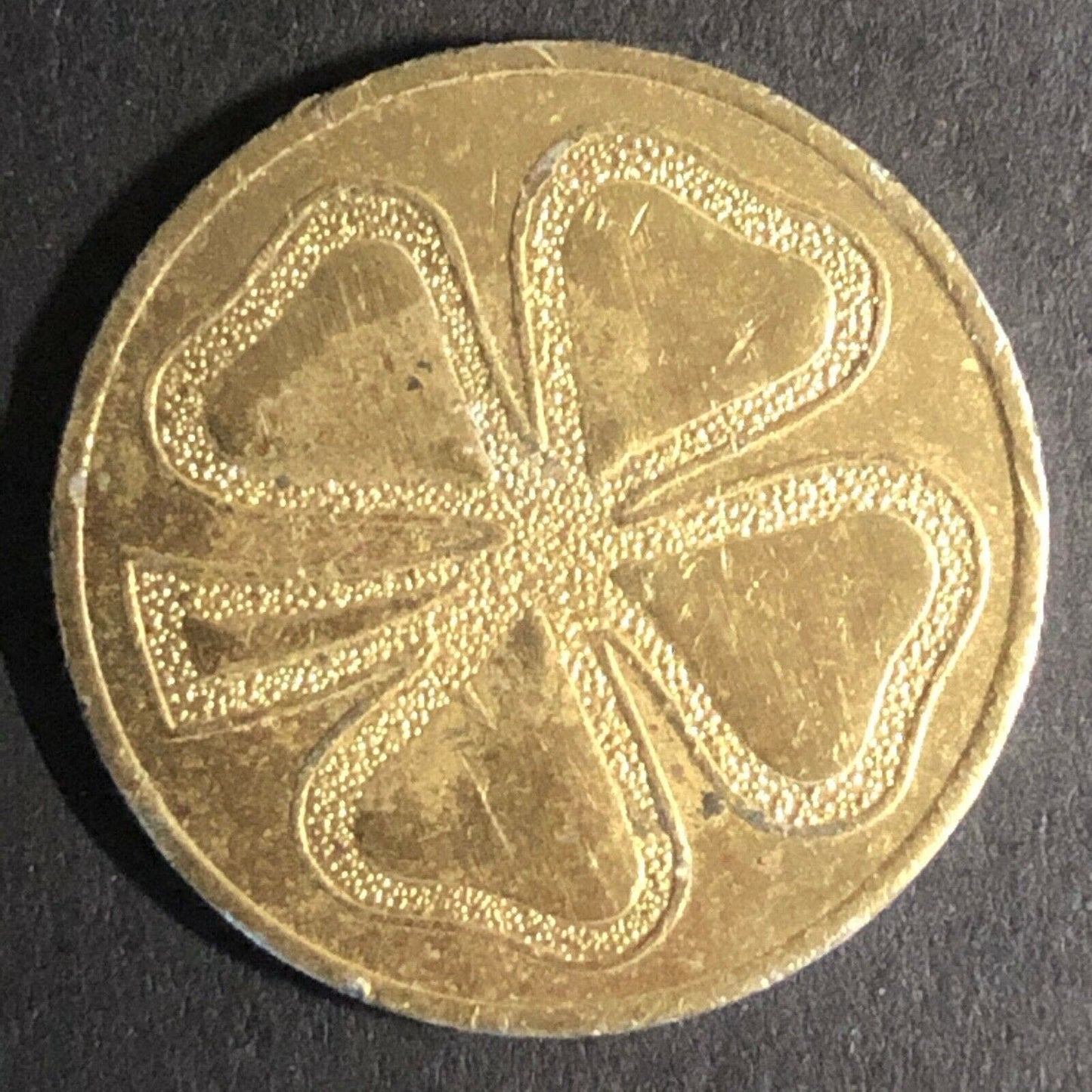22.23mm Vintage Aluminum Four Leaf Clover Good Luck Token - Fauver Collection
