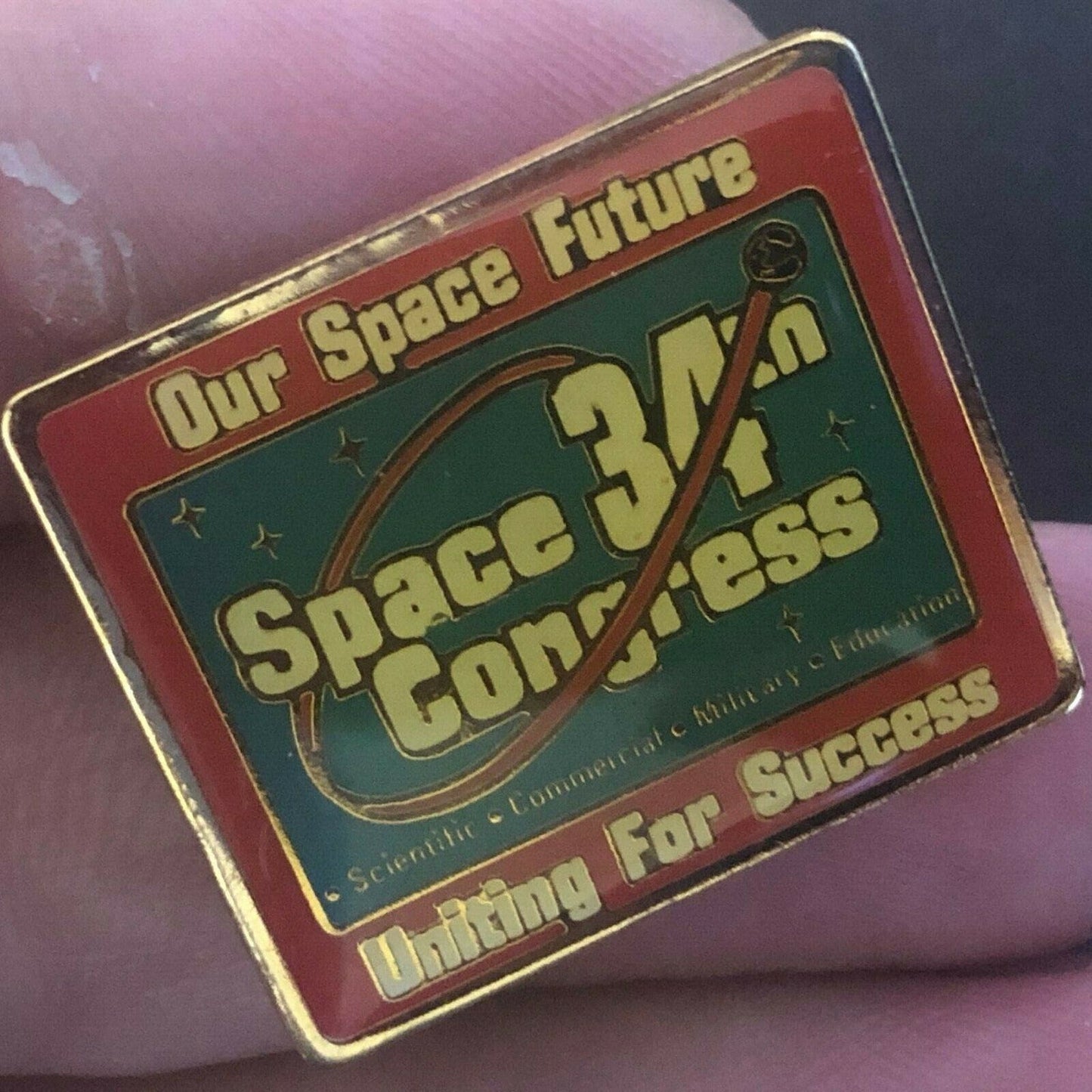 Official NASA 34th Space Congress "Uniting for Success" Lapel Pin - VGC NOS