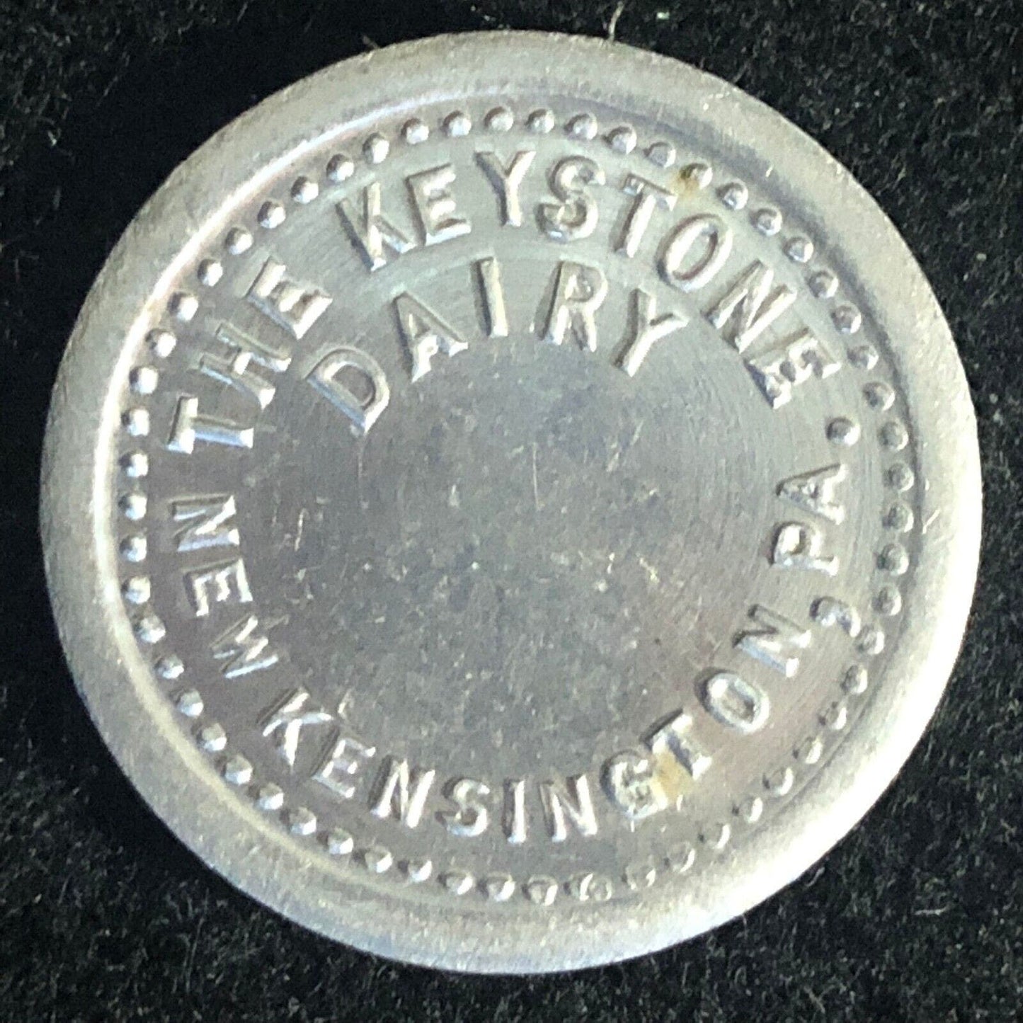 New Kensington, PA Keystone Dairy G/F 3c On Bottle Return Token 24mm c1910