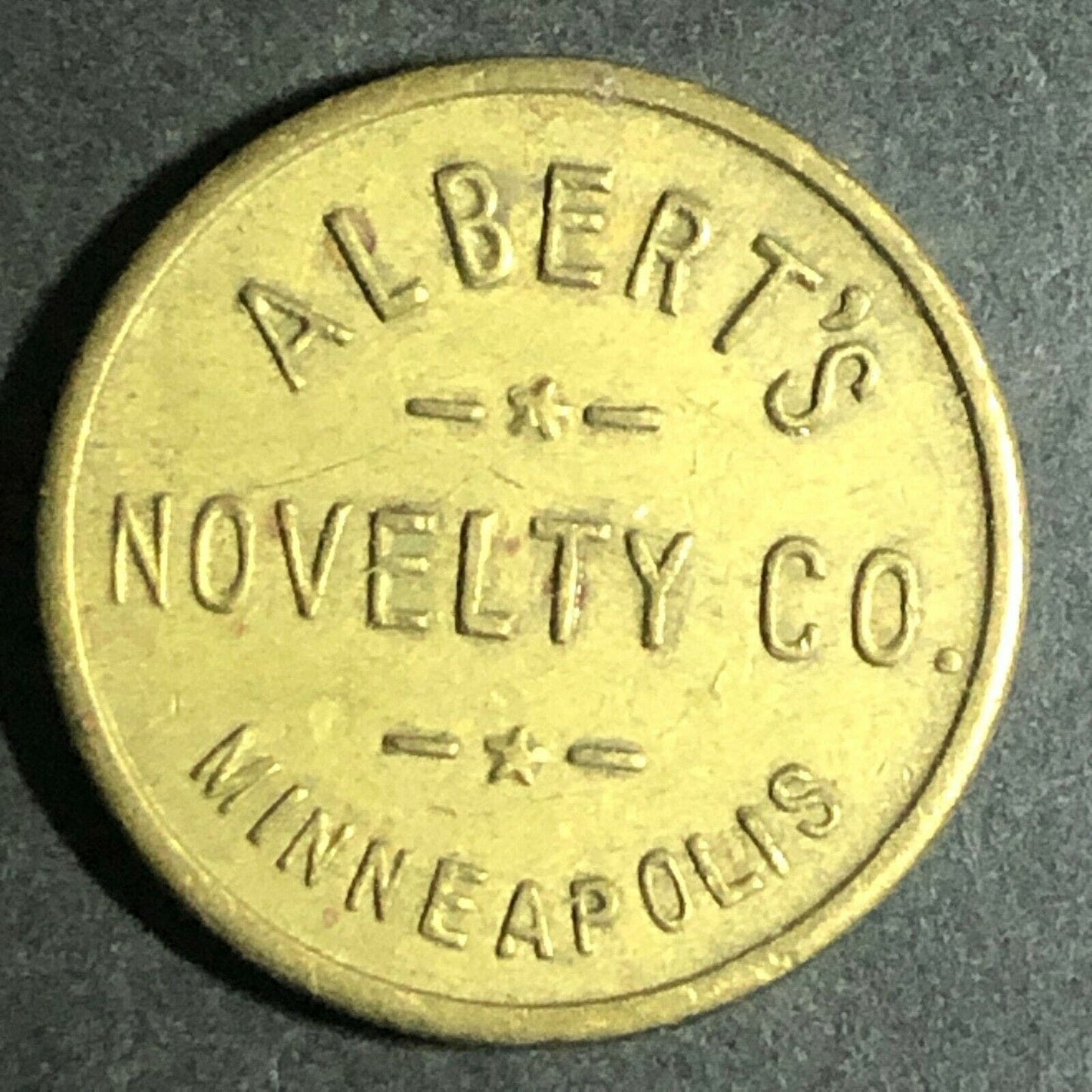 Vintage 20mm Brass "Albert's Novelty Co. Minneapolis" - Token