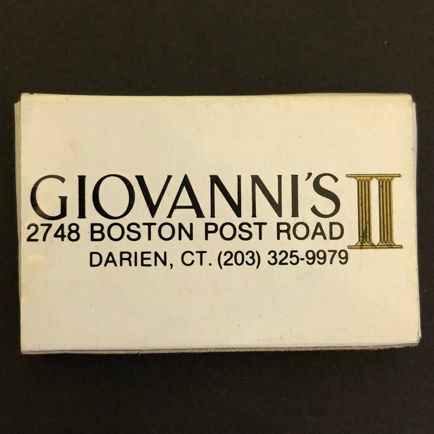 c1970's-80's Wooden Matchbox Matchbook "Giovanni's II A Steak House" Darien, CT