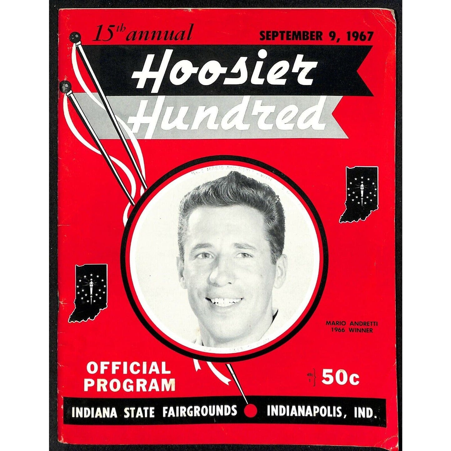 Scarce Sept 9 1967 USAC Hoosier Hundred Auto Racing Program Indiana Fairgrounds