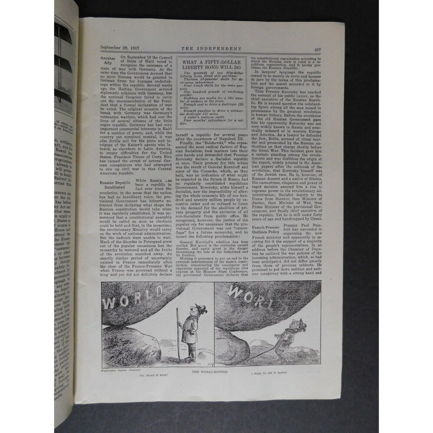 "The Independent Weekly" Liberty Bonds Sept 29 1917 - 32 pgs.