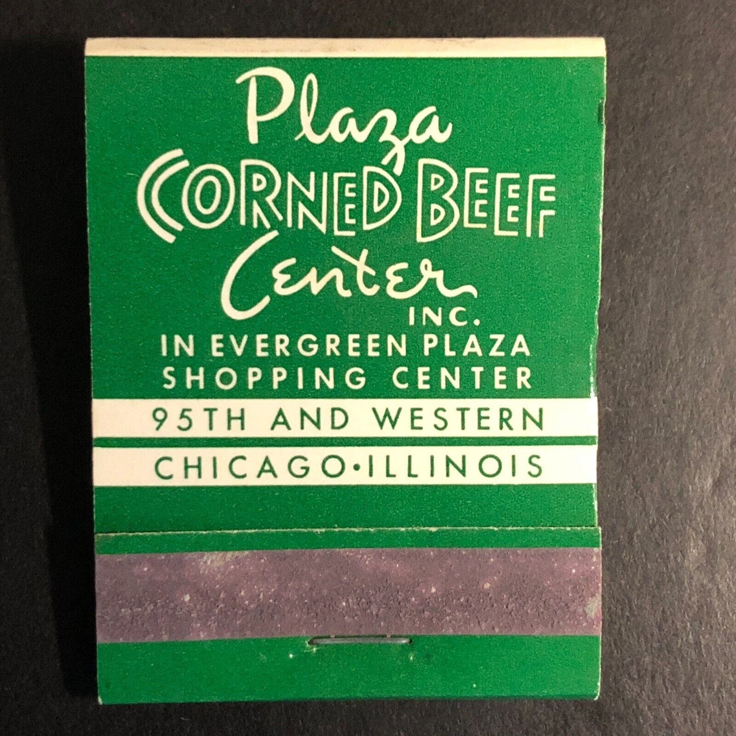 "Plaza Corned Beef Center" Restaurant Chicago Full Matchbook c1955-60's - Scarce