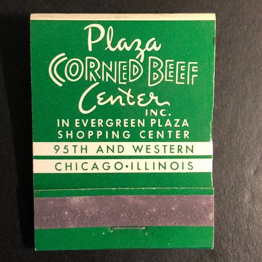 "Plaza Corned Beef Center" Restaurant Chicago Full Matchbook c1955-60's - Scarce