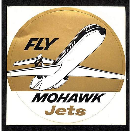 Fly Mohawk Jets (Mohawk Airlines 1945-1972) 4 3/8" x 4 3/8" Sticker VGC Scarce