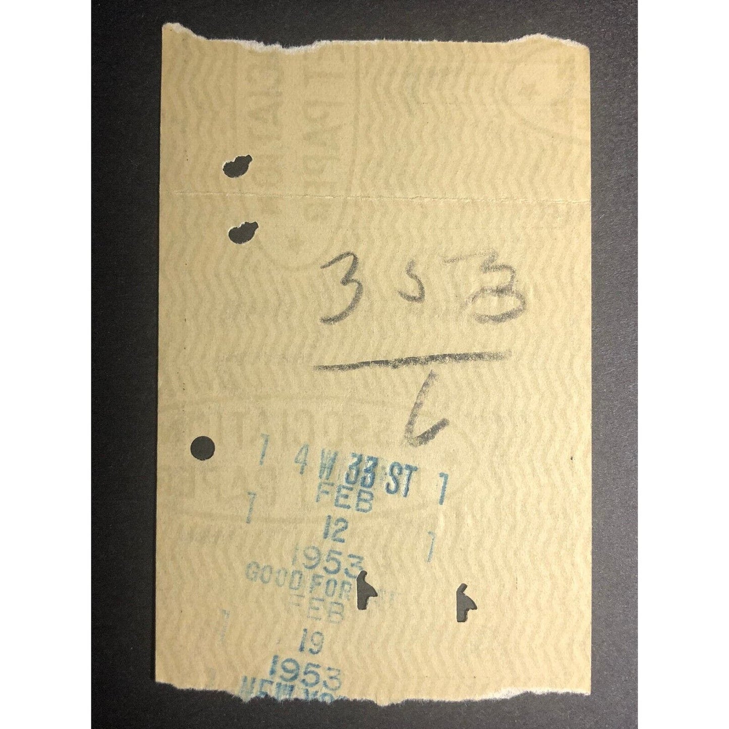 1953 Rutland Railroad / NY Central RR White Creek to Check / Ticket #8866
