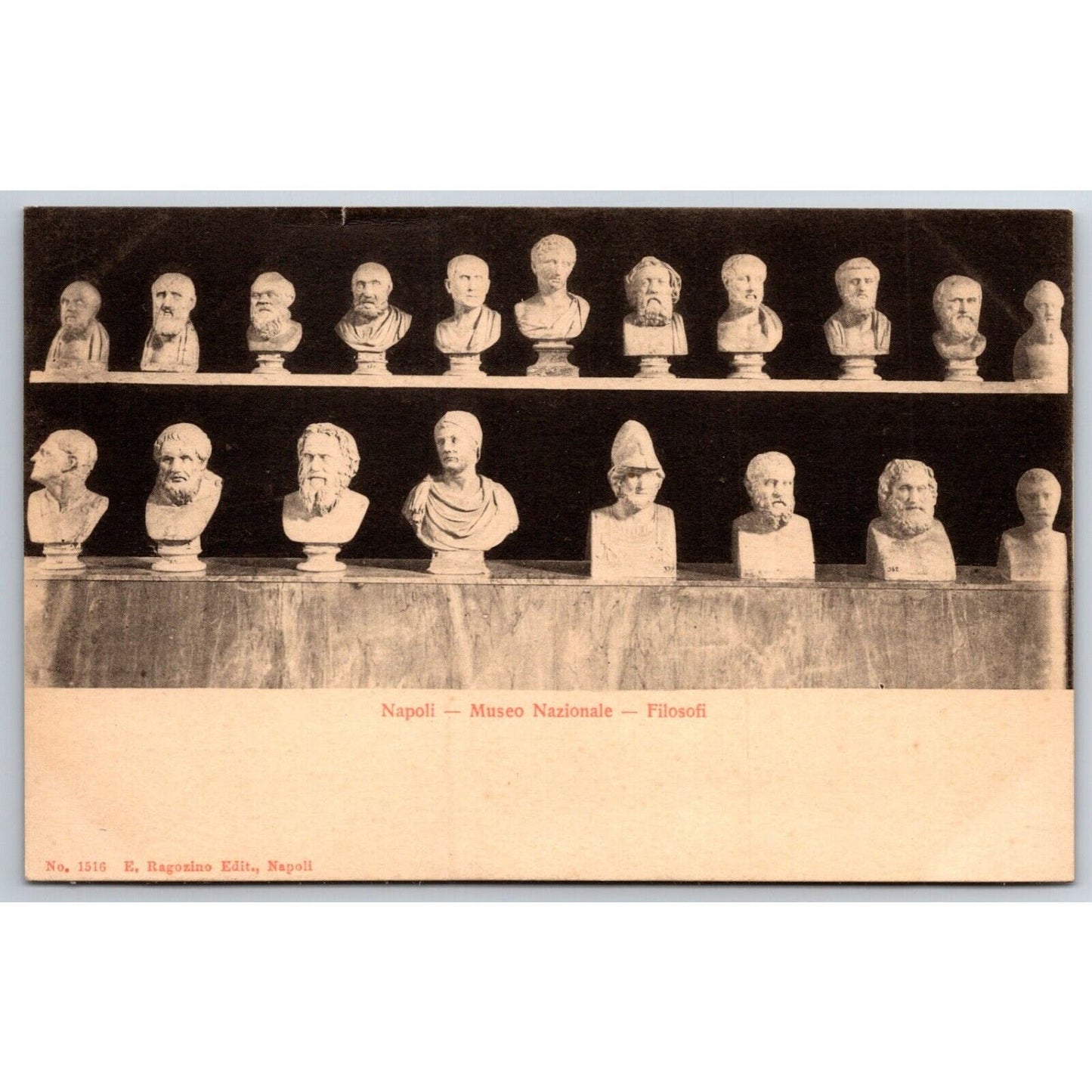 Naples Notional Museum Philosophy Bust Sculptures Postcard c1901-1907 NP