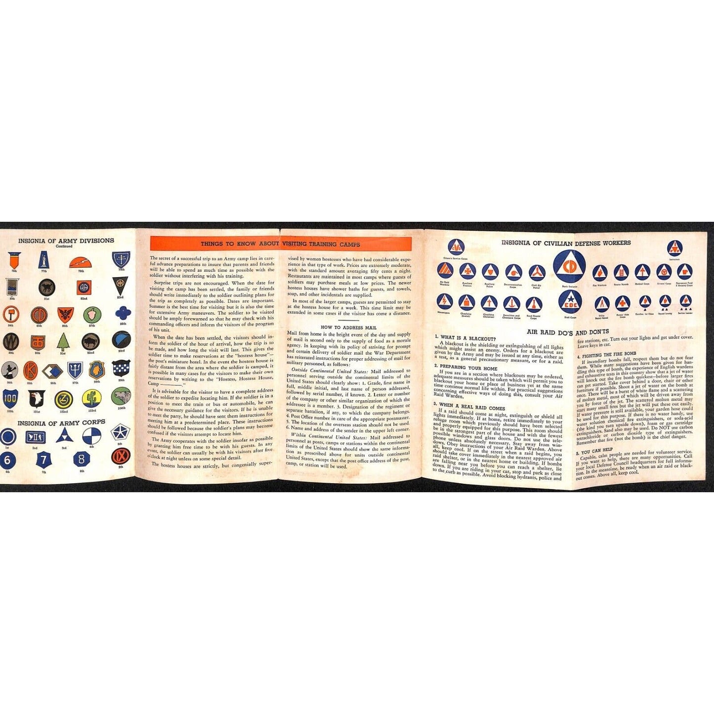 1942 Army Navy Marine Corps Coast Guard Who's Who Fold-Out Insignia ID Guide