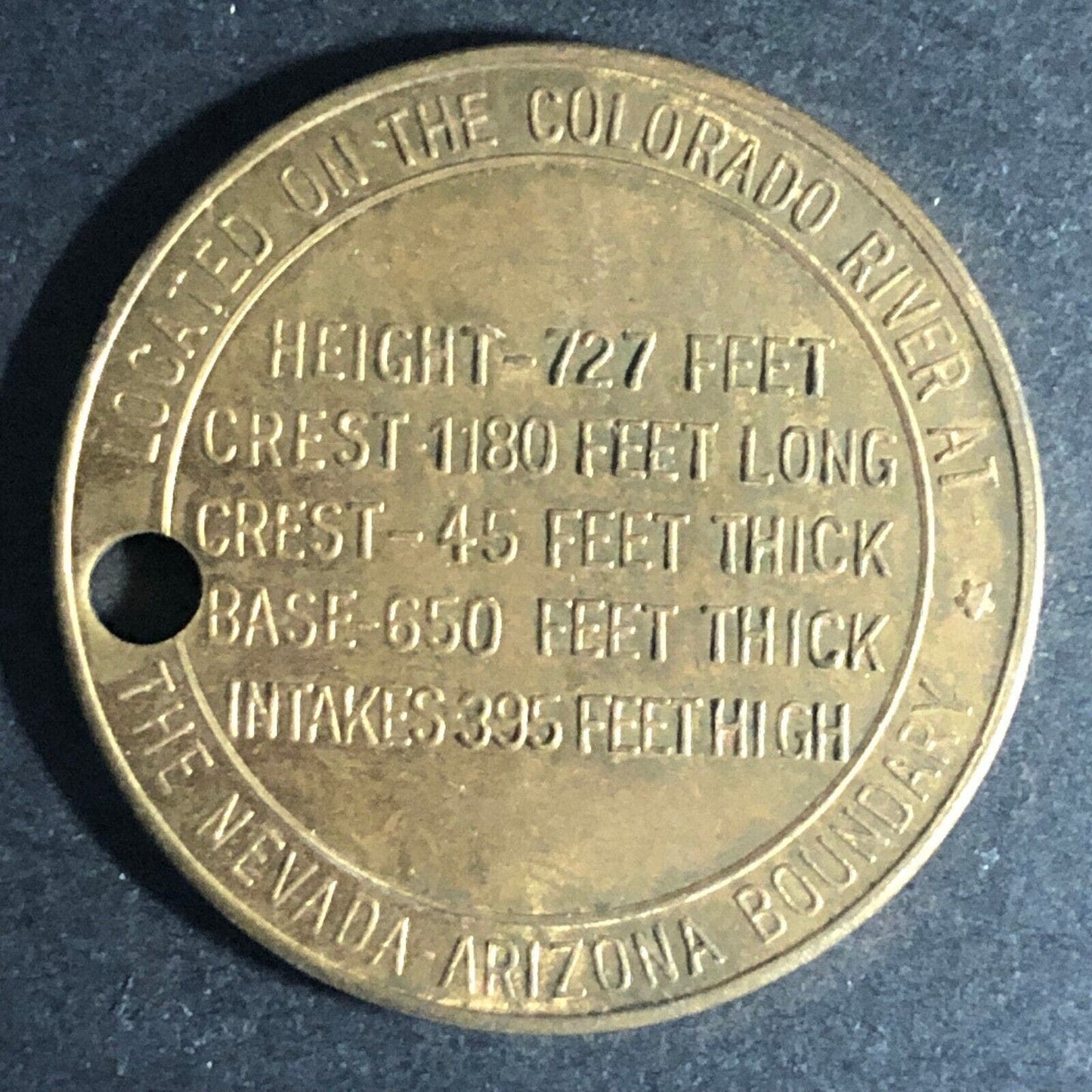 Boulder Dam "World's Highest" Nevada-Arizona Boundary Medal / Token 30mm c1936
