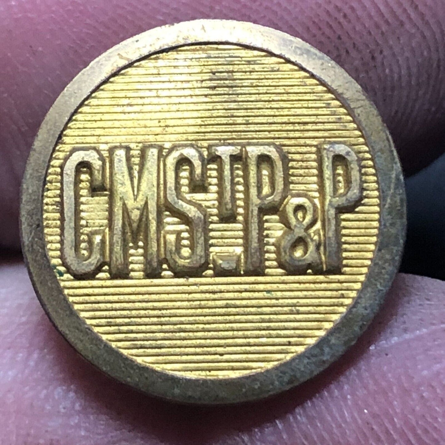 CMStP&P Railroad Uniform Button Superior Quality - 1/2" Flat