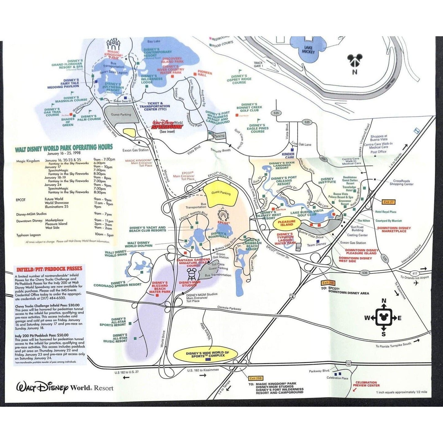 1998 Walt Disney World Speedway Indy 200 Spectator Guide VGC Scarce 500