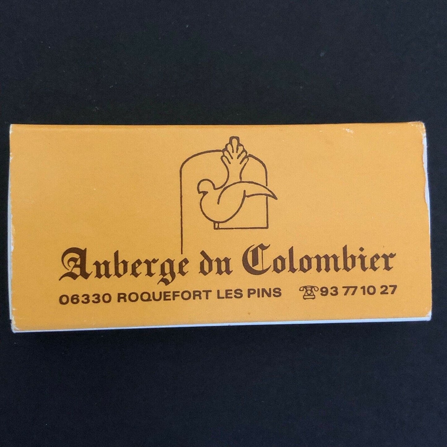 c1960's-70's Wooden Matchbox Matchbook - Hotel Auberge du Colombier France
