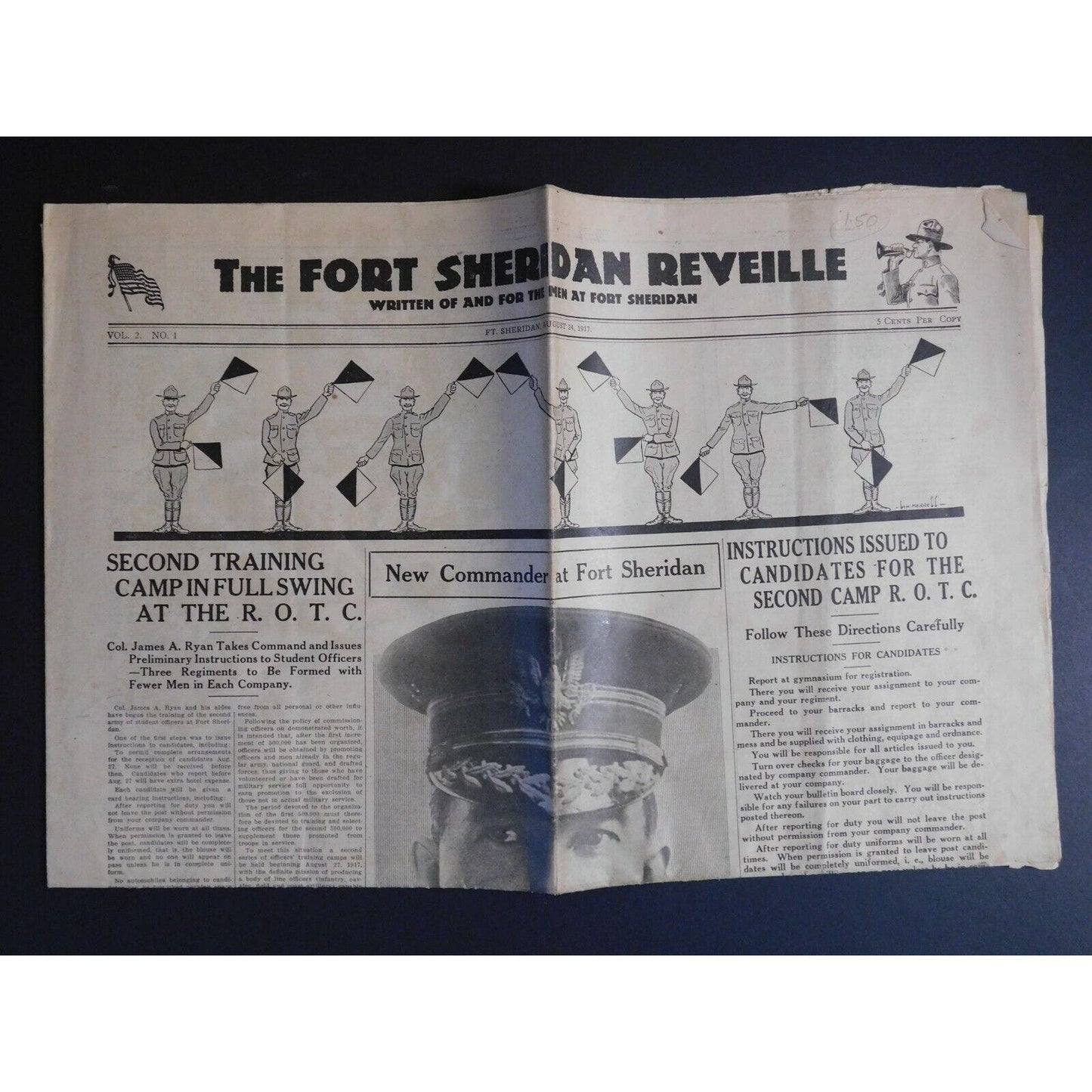 WWI Era Newspaper - The Fort Sheridan Reveille - Aug 24 1917 - 8 pgs.