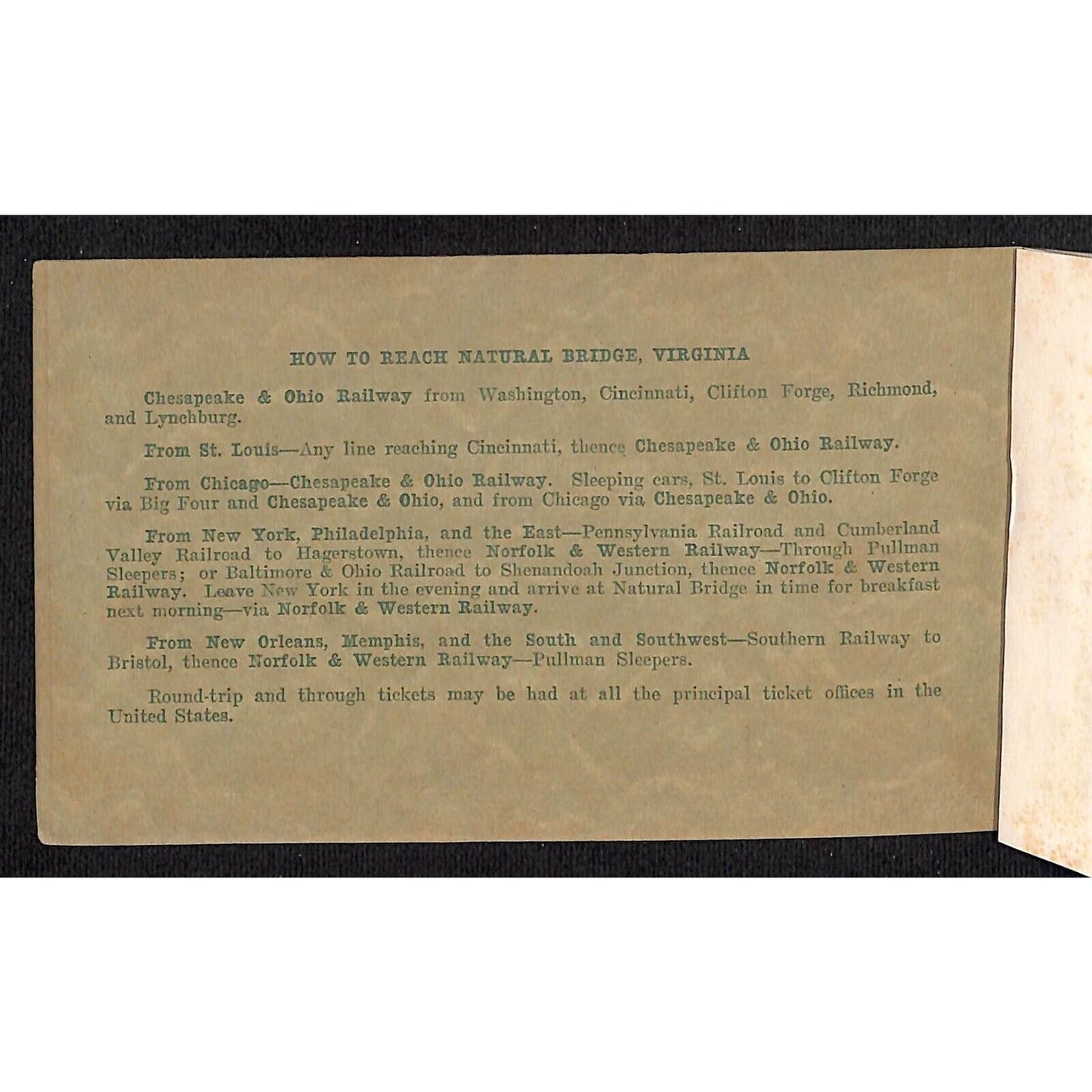 Natural Bridge, VA Hotel Small Pictorial Souvenir Booklet c1883 18pp.