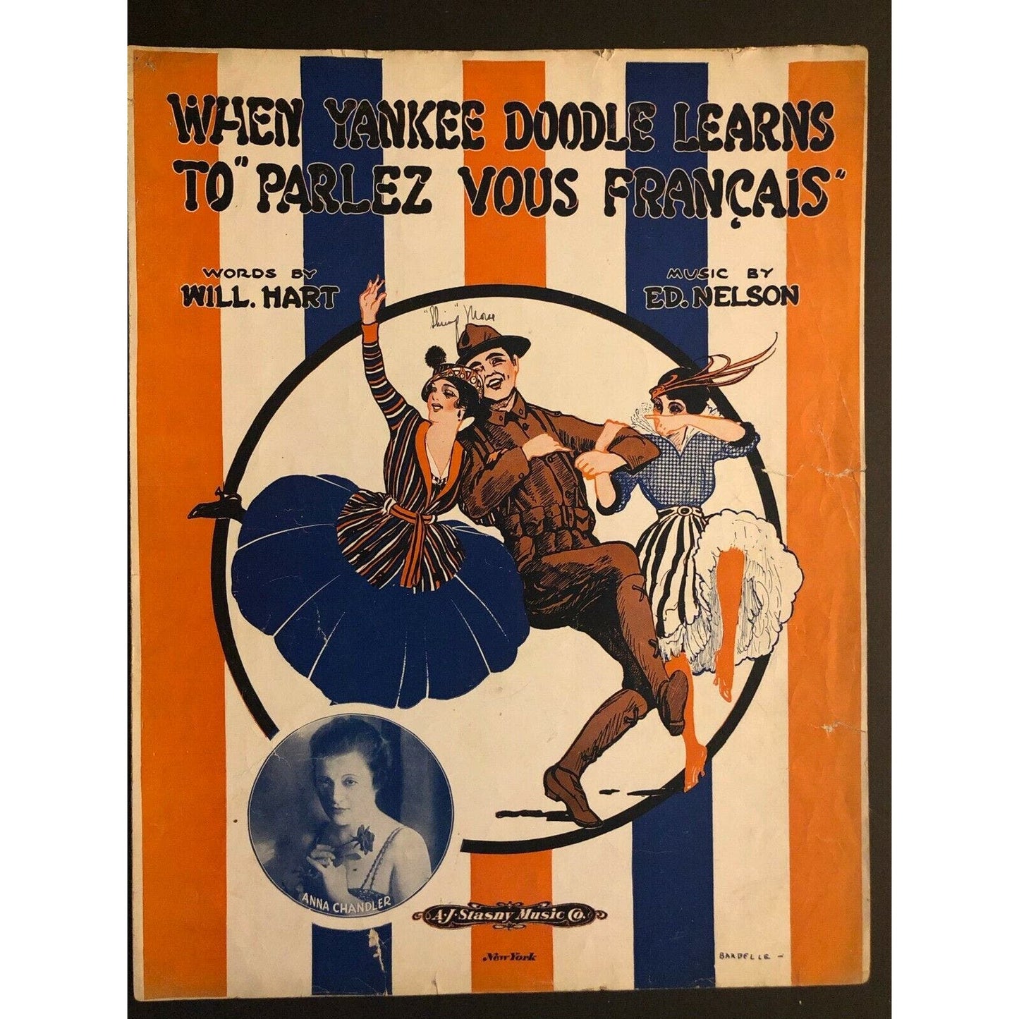 Vintage WWI Sheet Music "When Yankee Doodle Learns to Parlez Vous Francais"