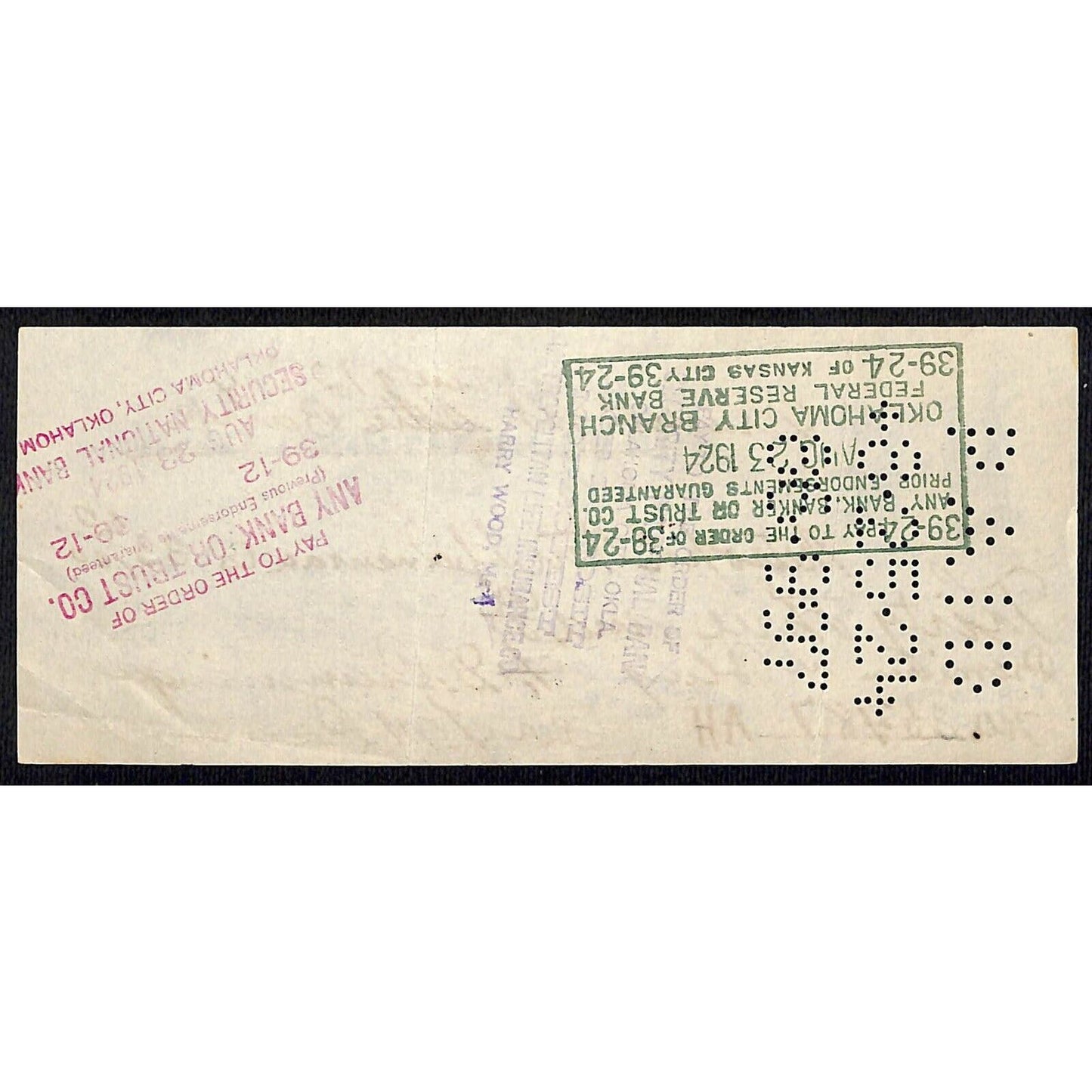 Drumright, OK 1924 "First National / Drumright" Bank Check - Scarce