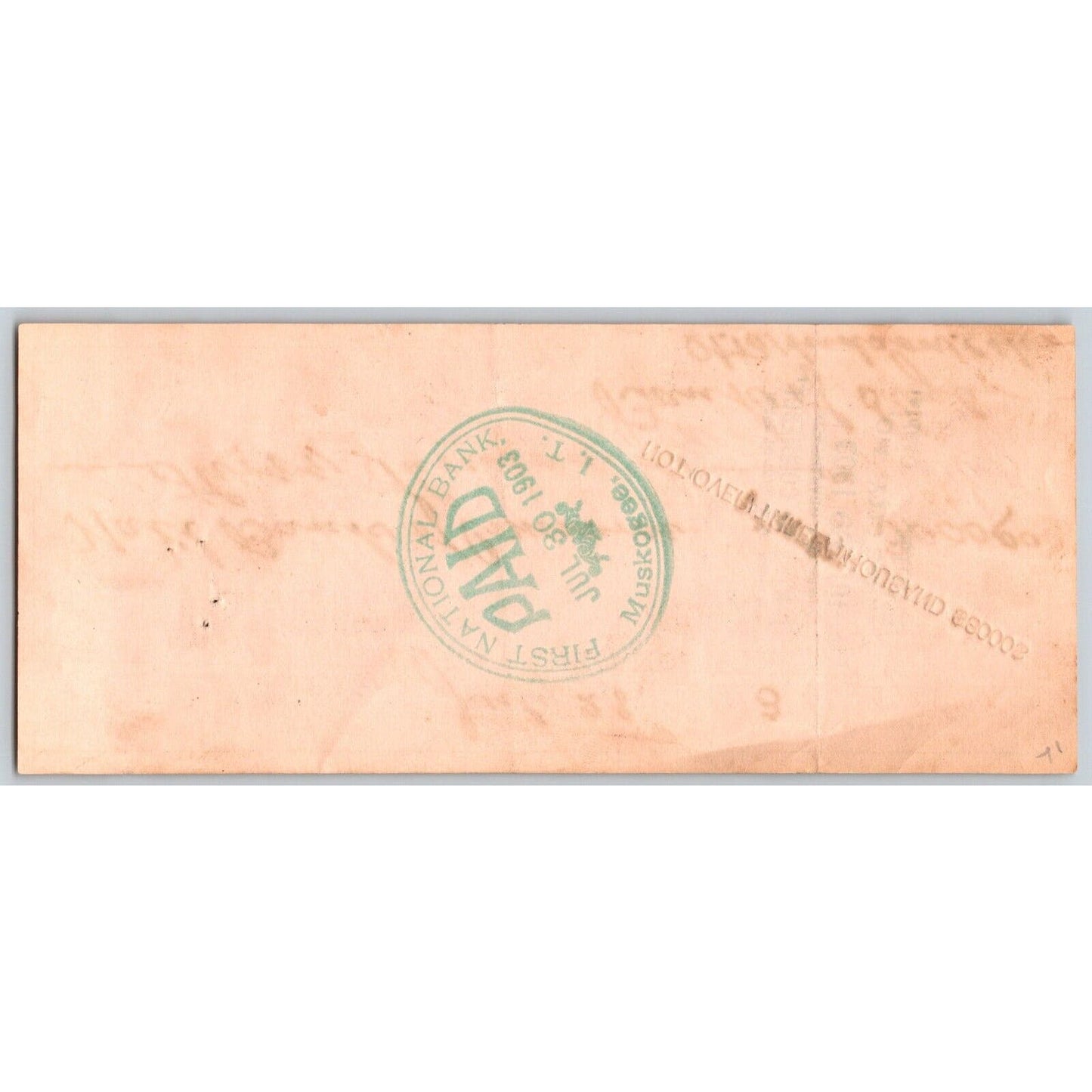 Muskogee, Oklahoma 1903 Indian Territory "Territorial Trust Co." Check Scarce