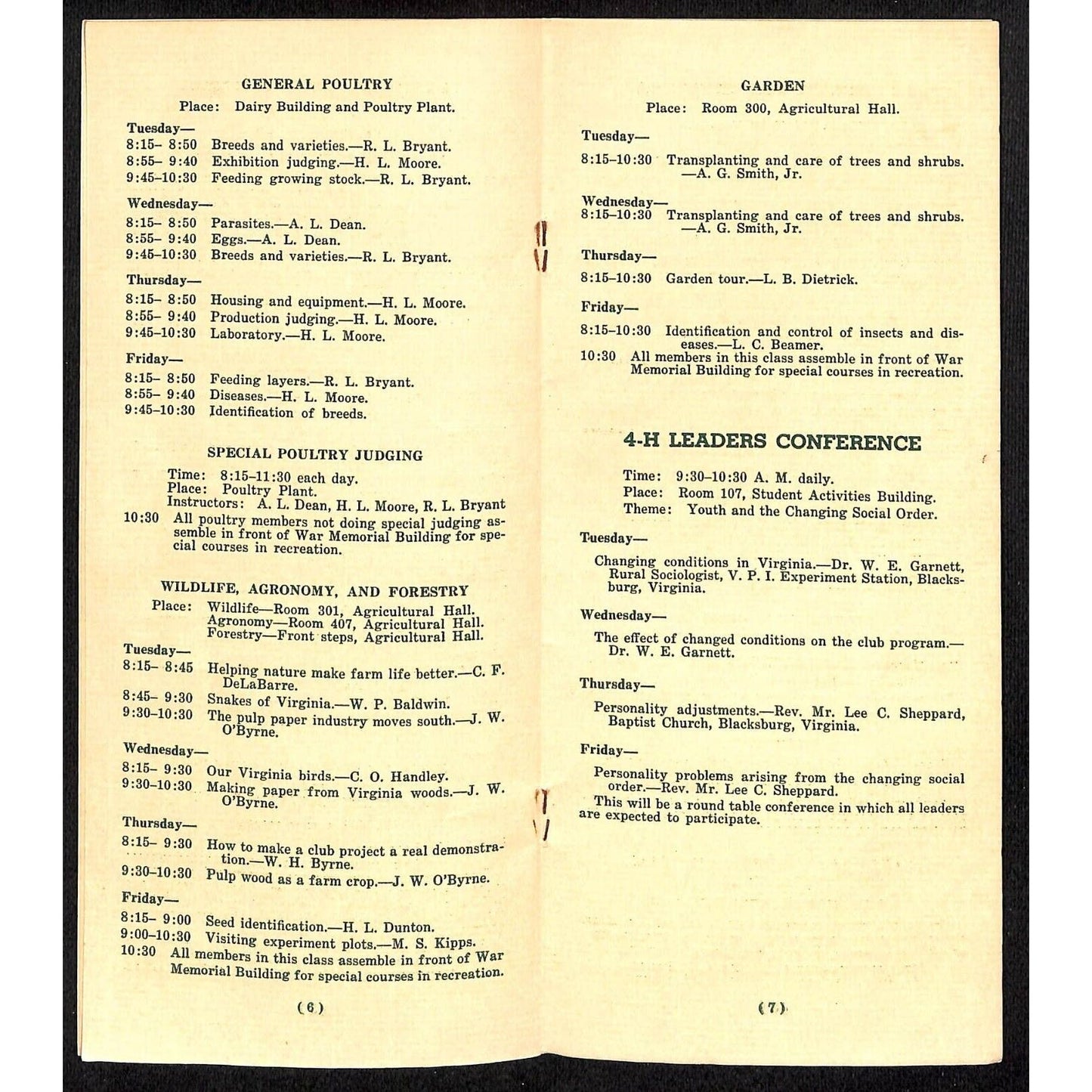 Blacksburg, VA State 4-H Club Short Course Brochure 11pp VGC