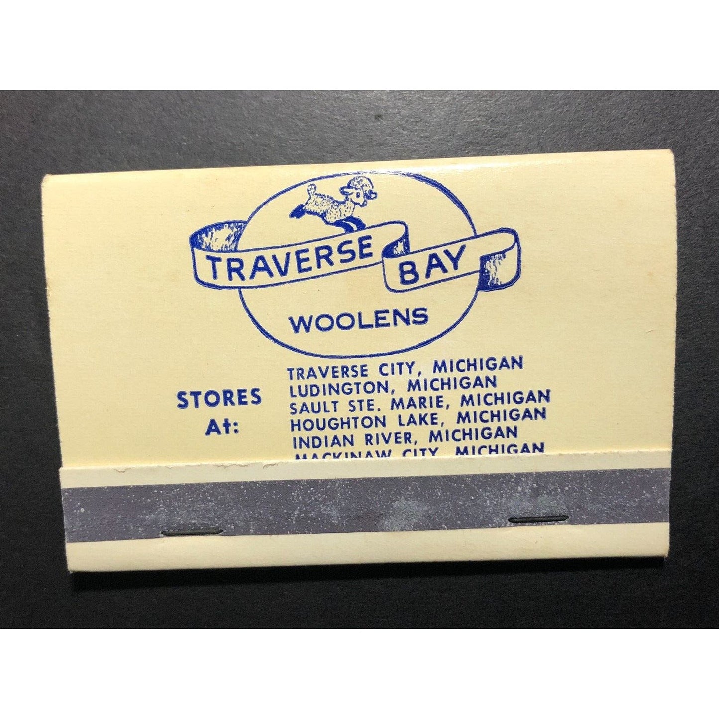 Traverse Bay Woolen Co. Michigan Full Matchbook c1978-79 w/ Lamb Wool