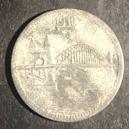1919 Germany Stadt U. Landkreis Bonn-Siegkreis 5 Pfennig Zinc Coin 18mm