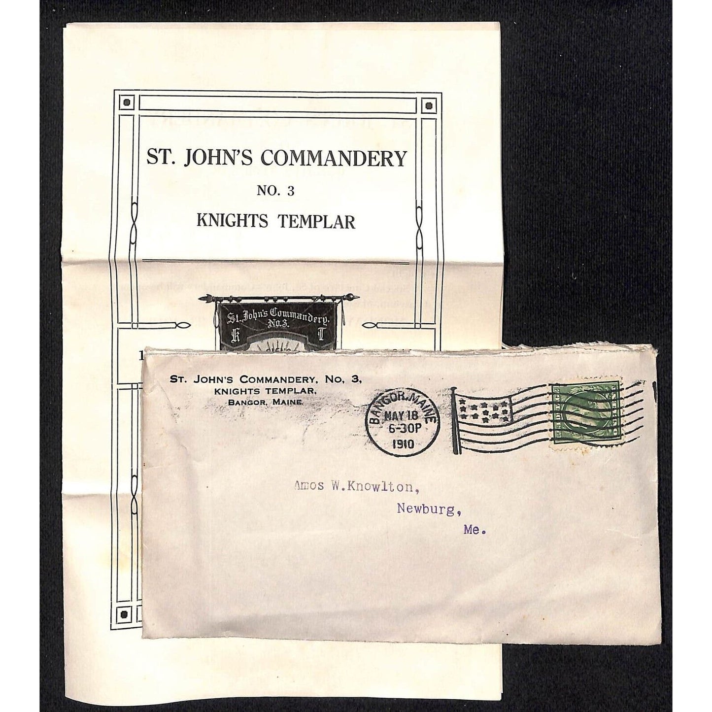 Newburgh, ME 1910 Amos W. Knowlton* Bangor Knight's Templar St John's Day