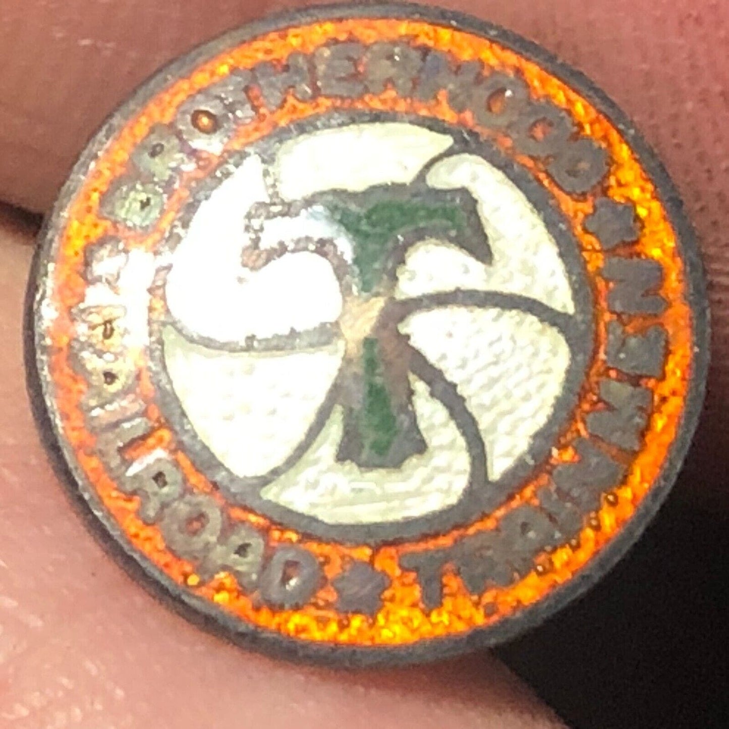Brotherhood of Railroad Trainmen Tri-Color Enameled Lapel Pin 3/8" dia.