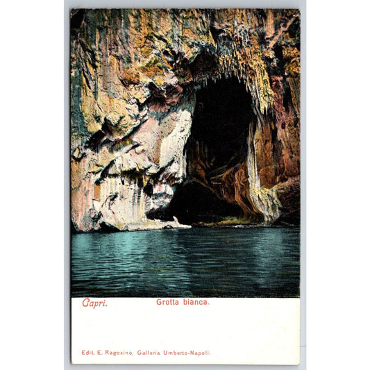 Italian Postcard Capri "White Cave" Calm Sea Cliff c1901-1907 NP