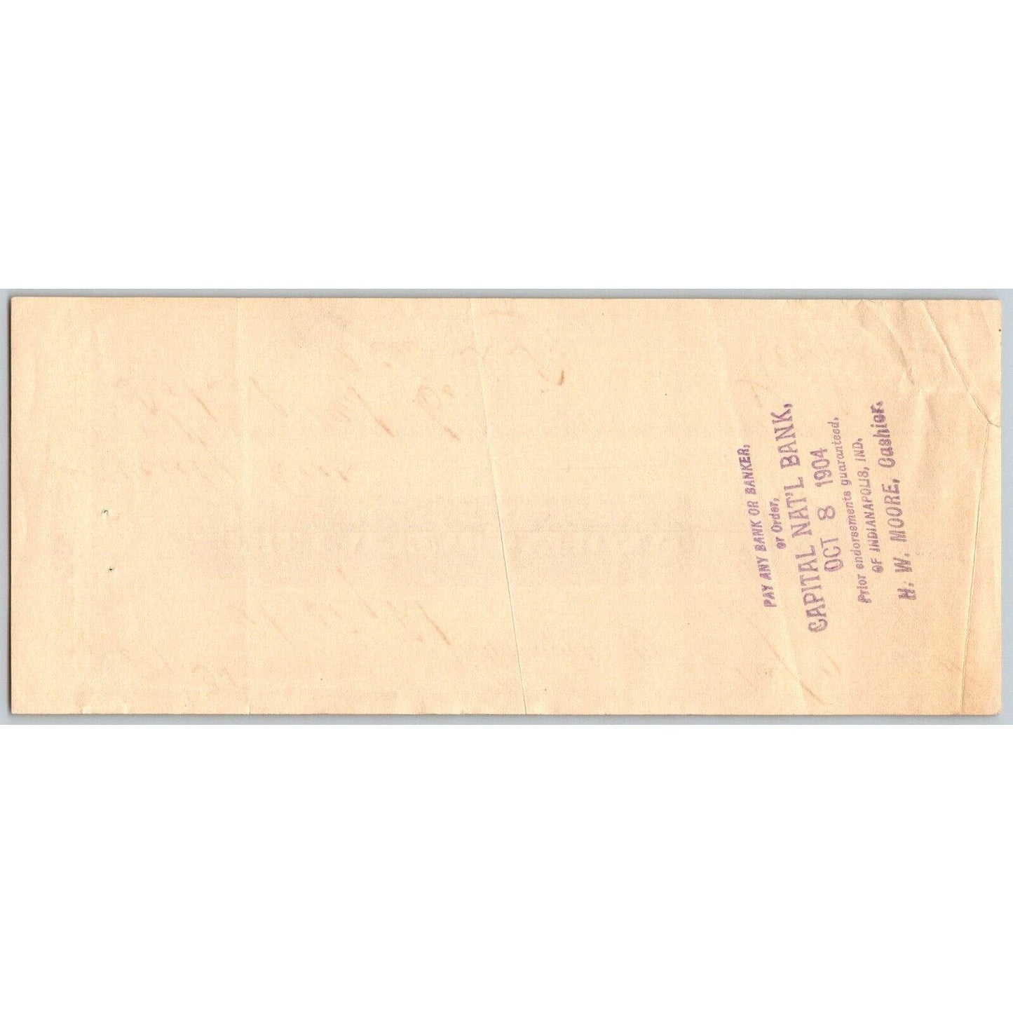 Indianapolis, IN 1904 Kahn Tailoring Co. Capital National Bank Check