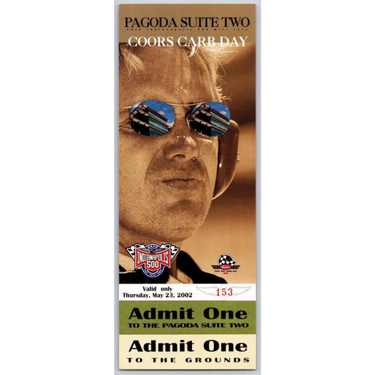 2002 Indy 500 Coors Carb Day Pagoda Suite Two Unused Ticket IMS #153