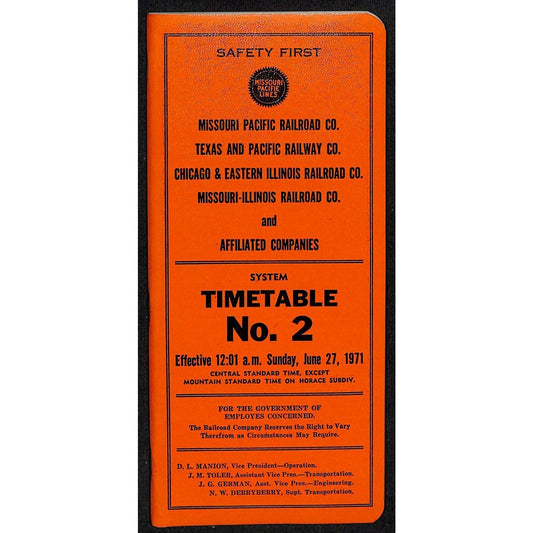 1971 Missouri Texas Pacific Chicago Railroad System Timetable June 1971 68pp VGC