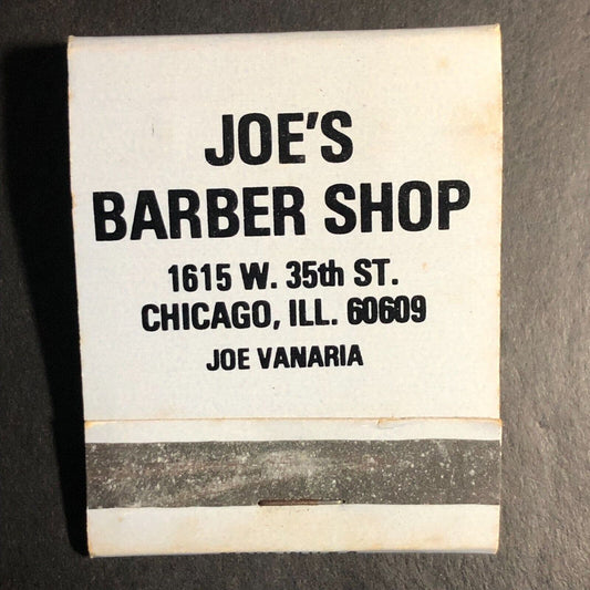 Joe's Barbershop Joe Vanaria 35th St. Chicago Matchbook c1968-73