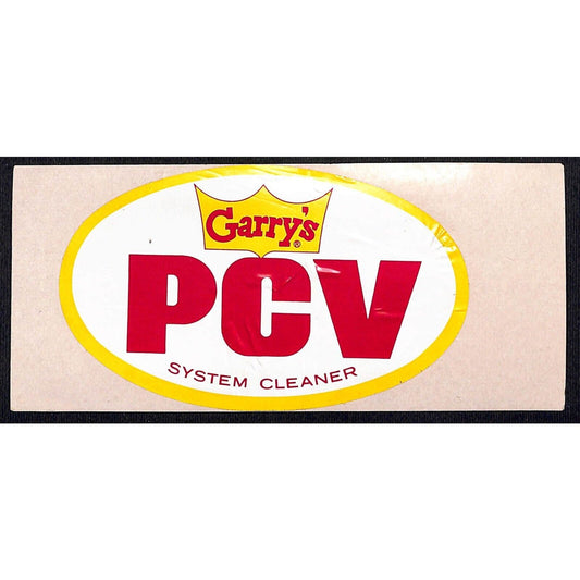 Garry's PCV System Cleaner Car Racing / Auto Sticker c1970