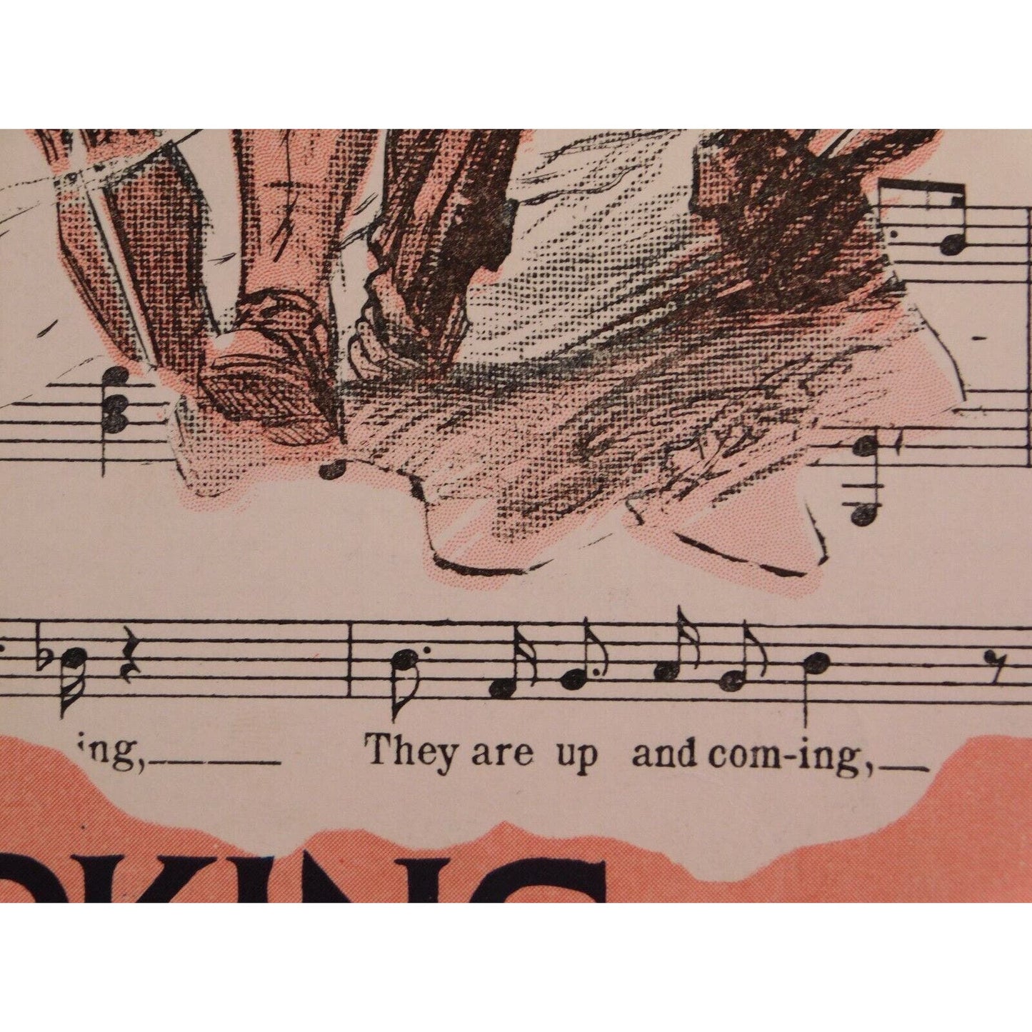 WWI Sheet Music - "Yankee Pep" Red White Blue - Soldier Bursting Through Music!