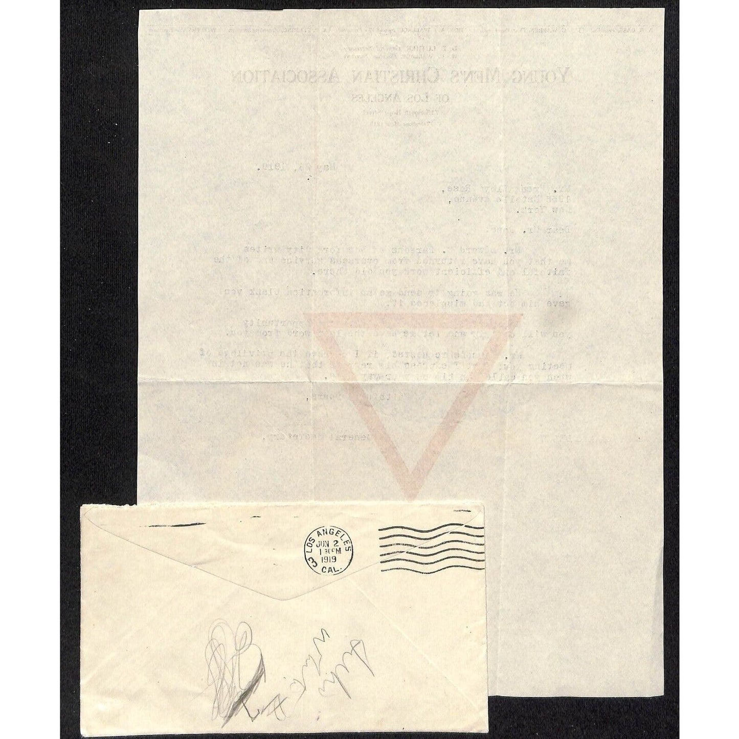 YMCA Hope Street Los Angeles 1919 TLS Letterhead and Cover VGC