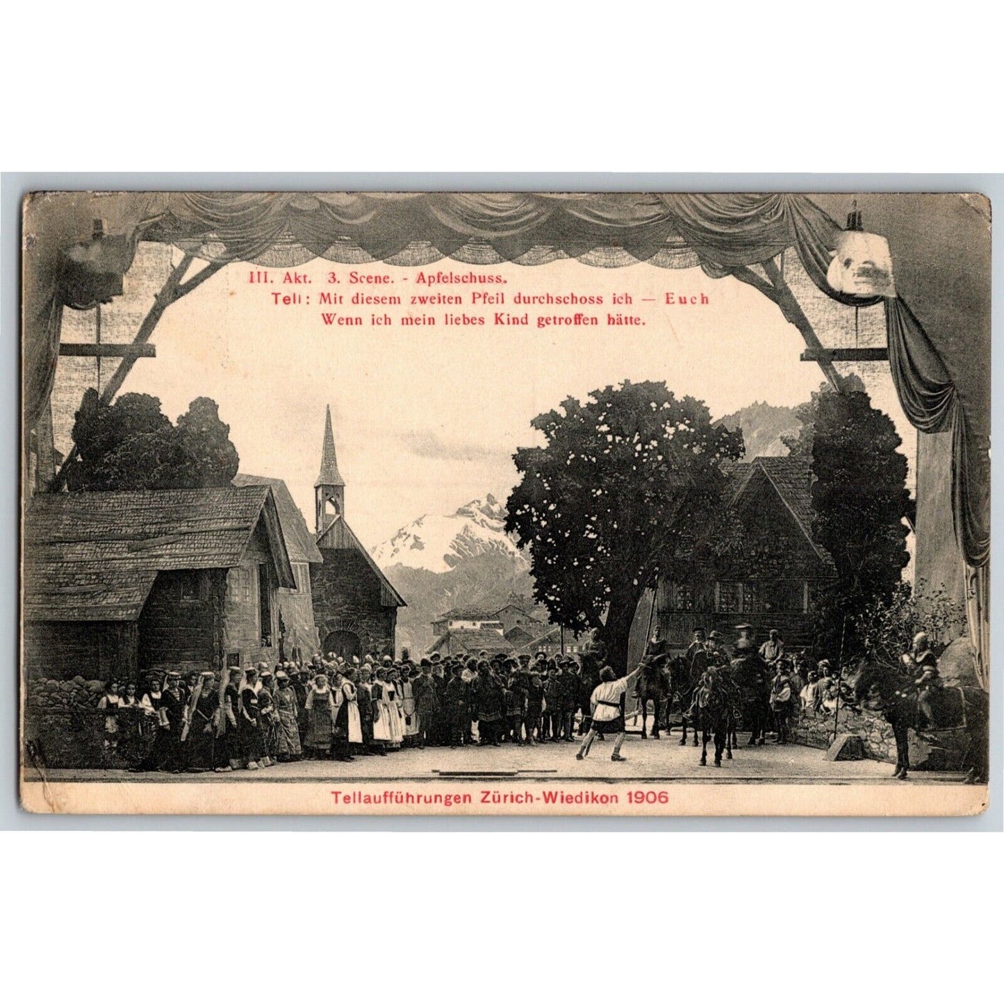 Vintage c1908 RPPC Postcard - Tell Opera: Apfelschuss (William Tell Apple-Shot)