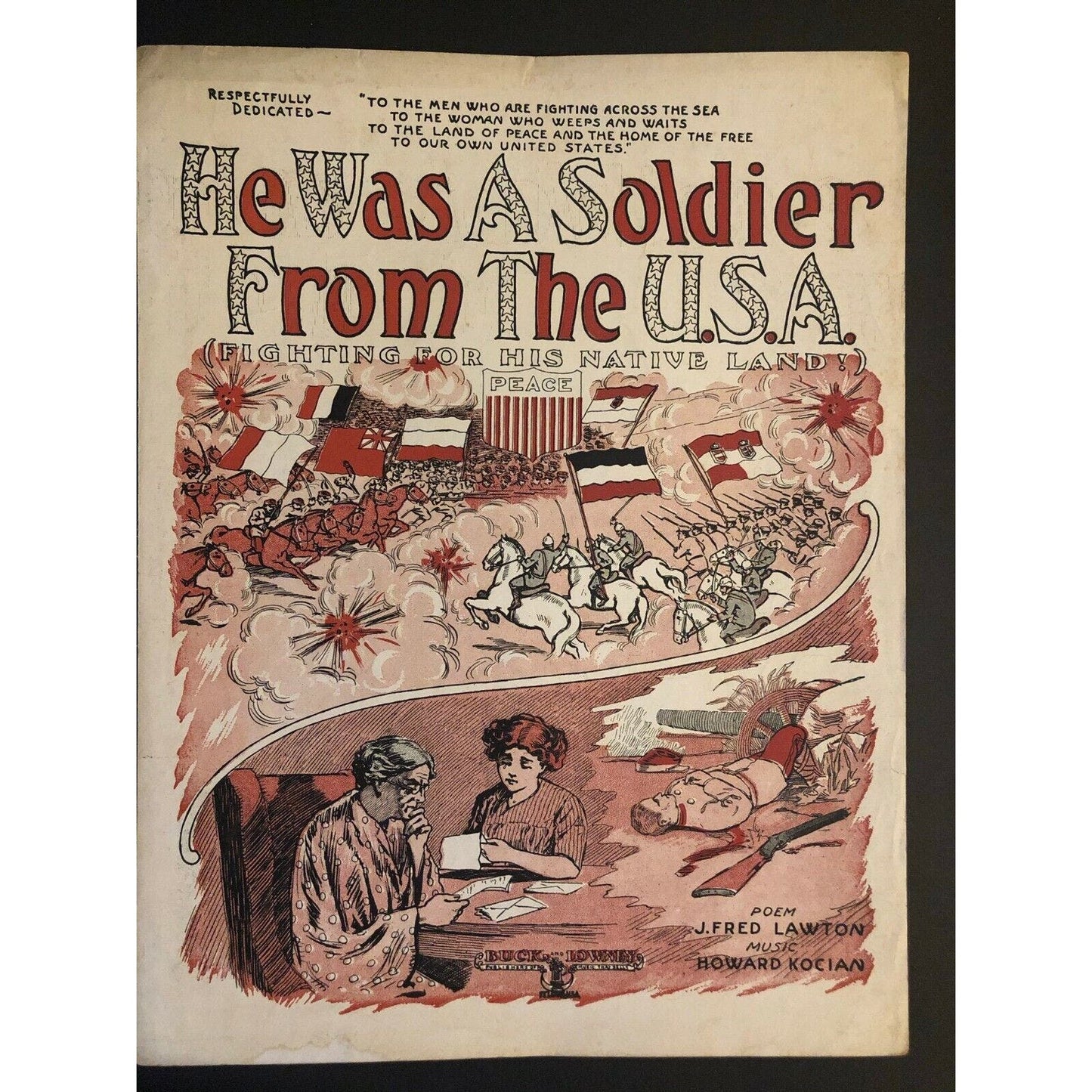 Vintage WWI Sheet Music "He Was a Soldier From the U.S.A."