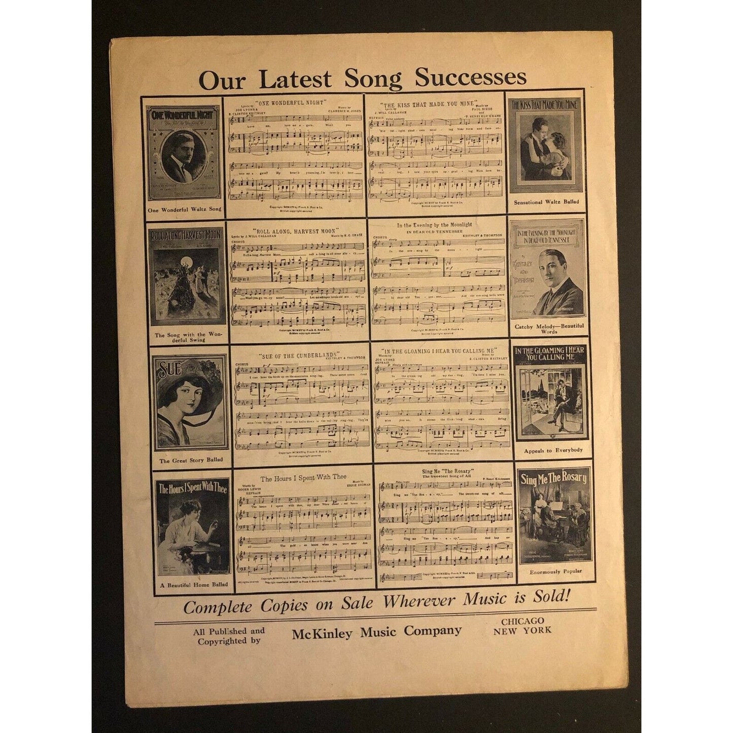 Vintage WWI Sheet Music "They All Sang Annie Laurie"